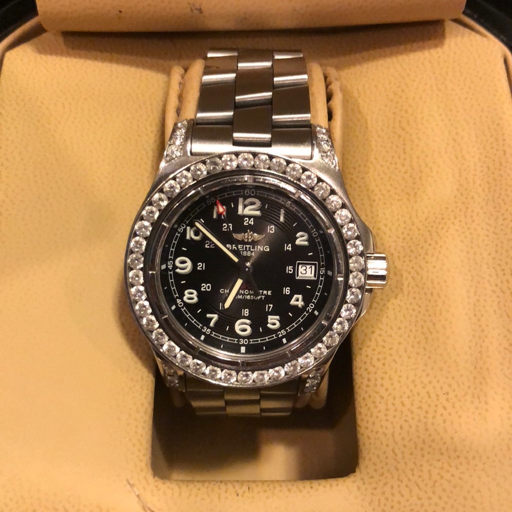 Authentic Brietling Colt Watch w/ REAL Diamonds - Picture 2 of 8